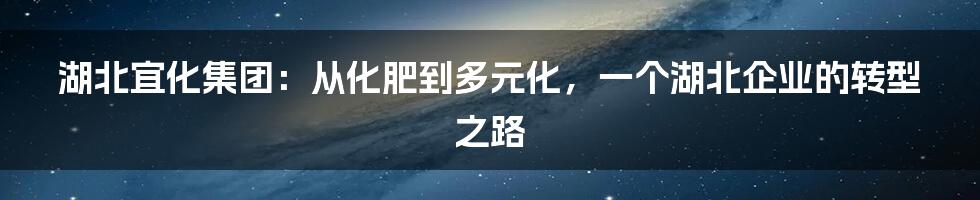 湖北宜化集团:从化肥到多元化,一个湖北企业的转型之路