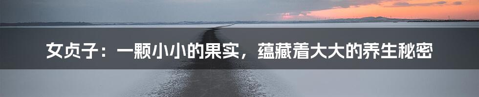 女贞子：一颗小小的果实，蕴藏着大大的养生秘密