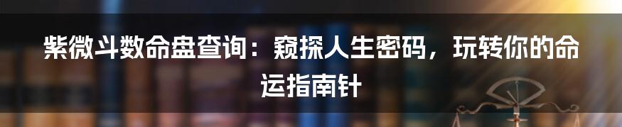 紫微斗数命盘查询:窥探人生密码,玩转你的命运指南针