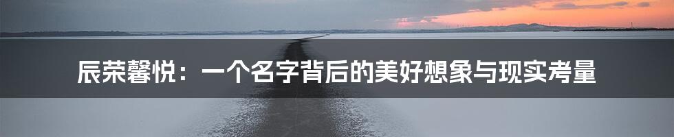 辰荣馨悦:一个名字背后的美好想象与现实考量