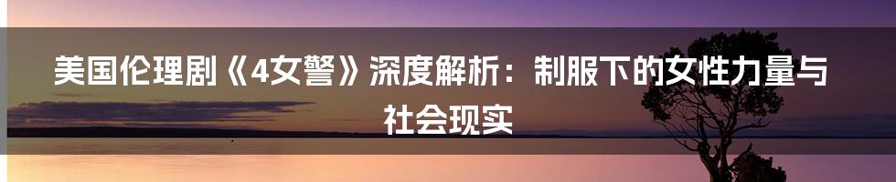 美国伦理剧《4女警》深度解析：制服下的女性力量与社会现实
