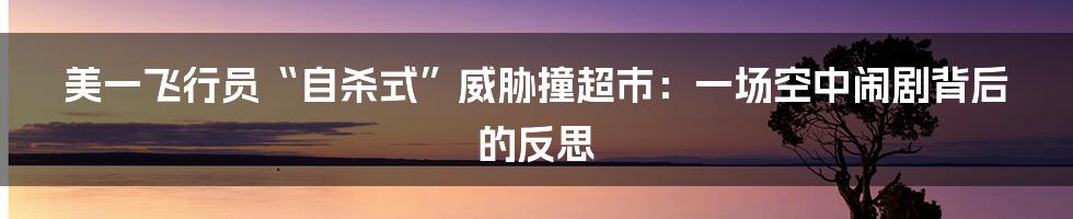 美一飞行员“自杀式”威胁撞超市:一场空中闹剧背后的反思
