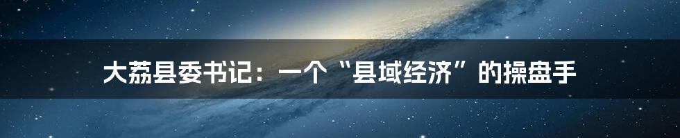大荔县委书记:一个“县域经济”的操盘手