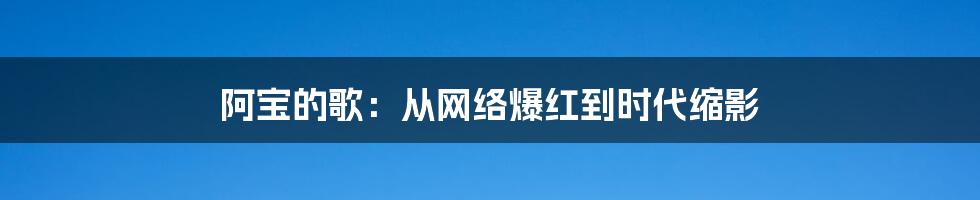 阿宝的歌：从网络爆红到时代缩影