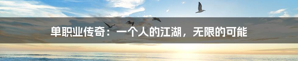 单职业传奇:一个人的江湖,无限的可能