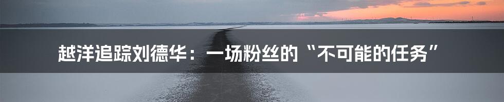 越洋追踪刘德华:一场粉丝的“不可能的任务”