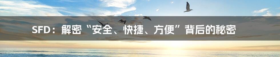 SFD:解密“安全、快捷、方便”背后的秘密