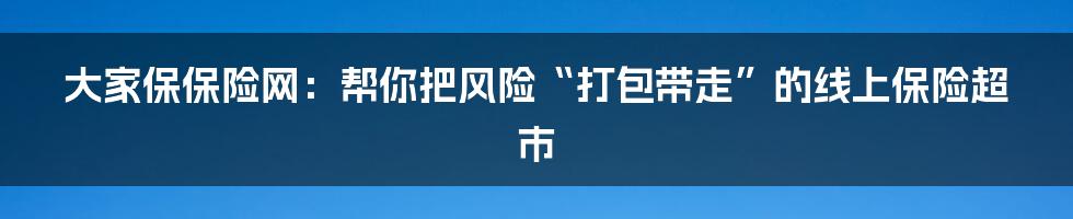 大家保保险网:帮你把风险“打包带走”的线上保险超市