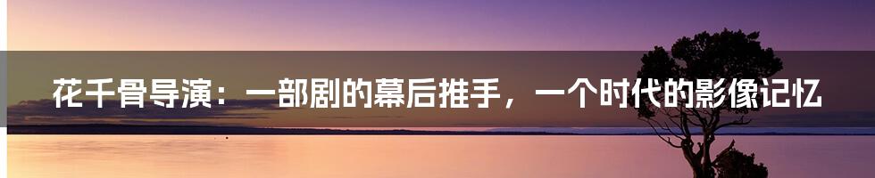 花千骨导演：一部剧的幕后推手，一个时代的影像记忆