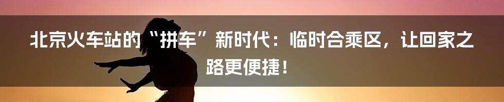 北京火车站的“拼车”新时代:临时合乘区,让回家之路更便捷!