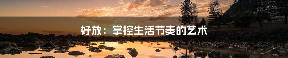 好放:掌控生活节奏的艺术