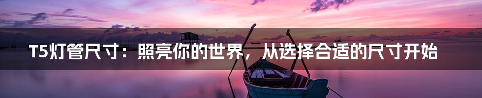 T5灯管尺寸:照亮你的世界,从选择合适的尺寸开始