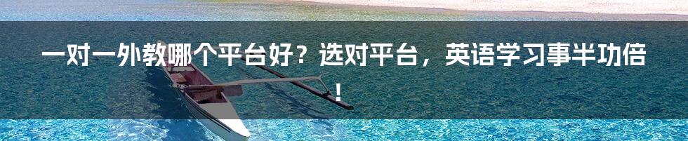 一对一外教哪个平台好？选对平台，英语学习事半功倍！