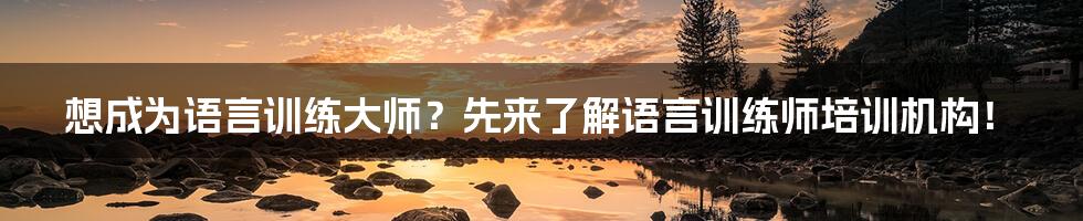 想成为语言训练大师？先来了解语言训练师培训机构！