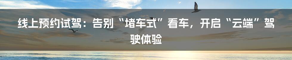 线上预约试驾:告别“堵车式”看车,开启“云端”驾驶体验
