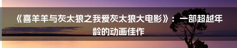 《喜羊羊与灰太狼之我爱灰太狼大电影》：一部超越年龄的动画佳作