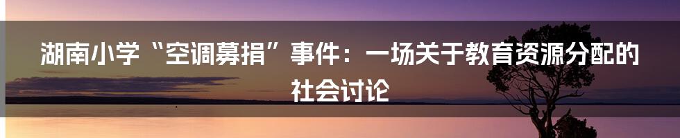 湖南小学“空调募捐”事件:一场关于教育资源分配的社会讨论