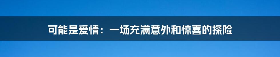 可能是爱情:一场充满意外和惊喜的探险