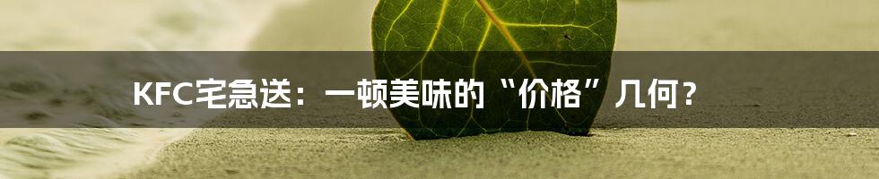 KFC宅急送:一顿美味的“价格”几何?