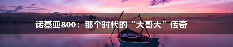 诺基亚800:那个时代的“大哥大”传奇
