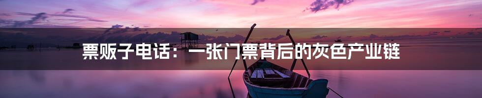 票贩子电话:一张门票背后的灰色产业链