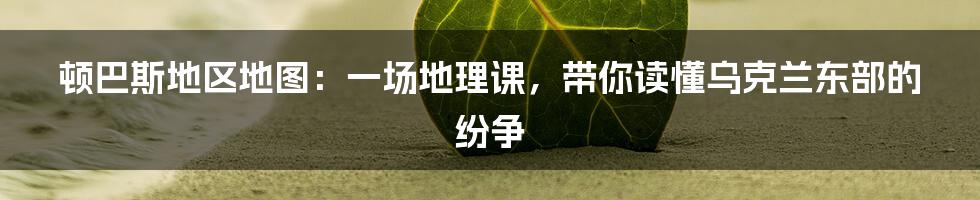 顿巴斯地区地图:一场地理课,带你读懂乌克兰东部的纷争
