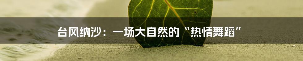 台风纳沙:一场大自然的“热情舞蹈”