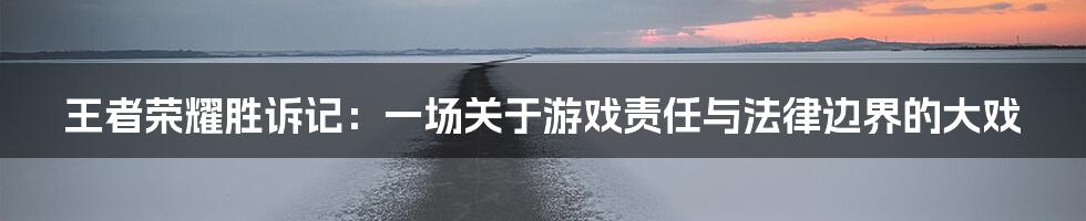 王者荣耀胜诉记:一场关于游戏责任与法律边界的大戏