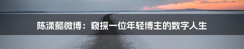 陈漾懿微博：窥探一位年轻博主的数字人生
