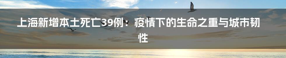 上海新增本土死亡39例:疫情下的生命之重与城市韧性