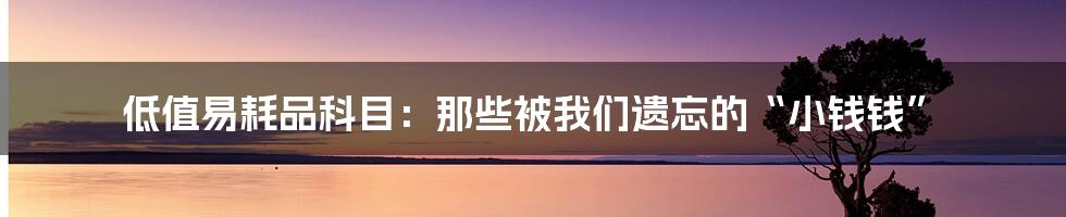 低值易耗品科目:那些被我们遗忘的“小钱钱”