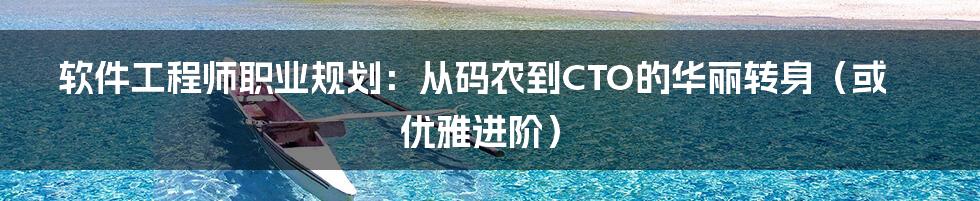 软件工程师职业规划:从码农到CTO的华丽转身(或优雅进阶)
