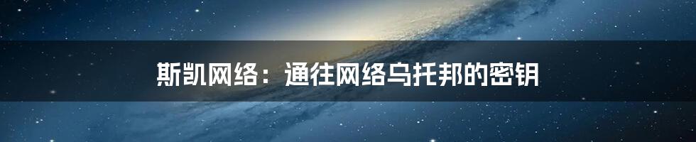 斯凯网络：通往网络乌托邦的密钥