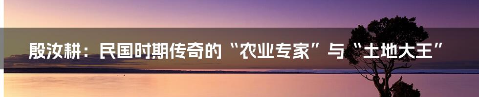 殷汝耕:民国时期传奇的“农业专家”与“土地大王”