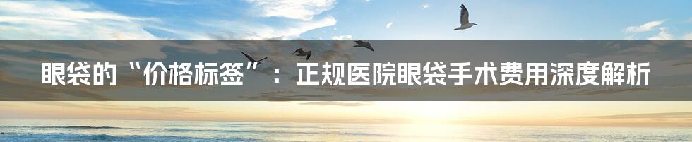 眼袋的“价格标签”：正规医院眼袋手术费用深度解析