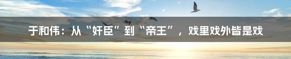 于和伟：从“奸臣”到“帝王”，戏里戏外皆是戏