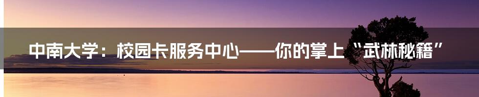 中南大学:校园卡服务中心——你的掌上“武林秘籍”