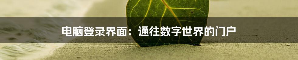 电脑登录界面：通往数字世界的门户