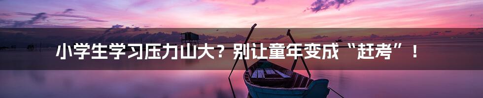 小学生学习压力山大？别让童年变成“赶考”！