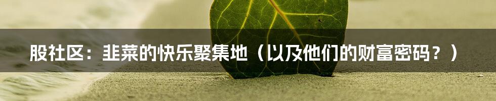 股社区:韭菜的快乐聚集地(以及他们的财富密码?)