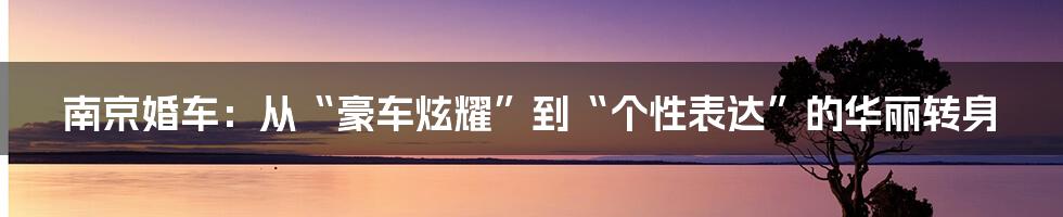 南京婚车：从“豪车炫耀”到“个性表达”的华丽转身