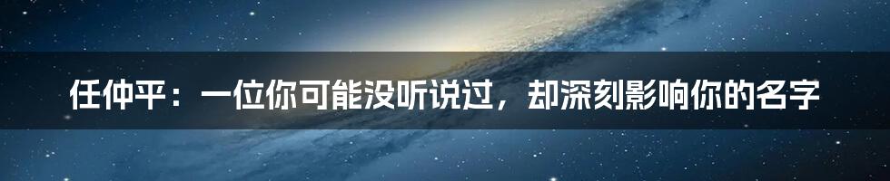 任仲平：一位你可能没听说过，却深刻影响你的名字