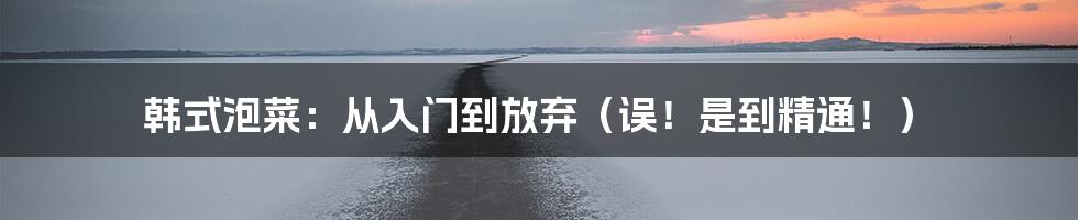 韩式泡菜:从入门到放弃(误!是到精通!)