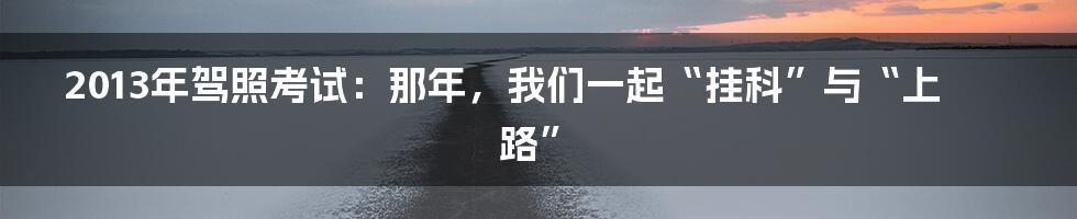 2013年驾照考试:那年,我们一起“挂科”与“上路”