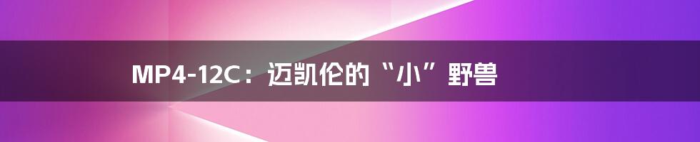 MP4-12C：迈凯伦的“小”野兽