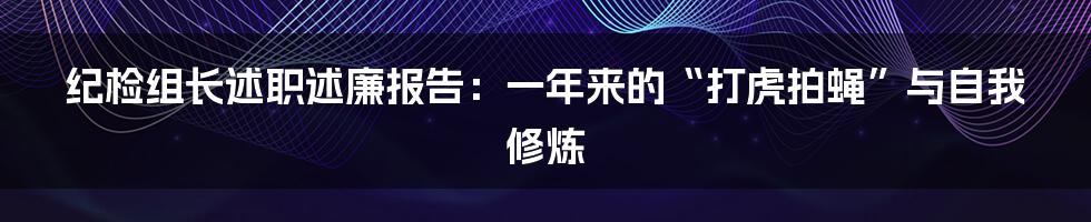 纪检组长述职述廉报告：一年来的“打虎拍蝇”与自我修炼