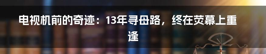 电视机前的奇迹：13年寻母路，终在荧幕上重逢