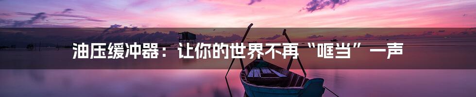 油压缓冲器:让你的世界不再“哐当”一声
