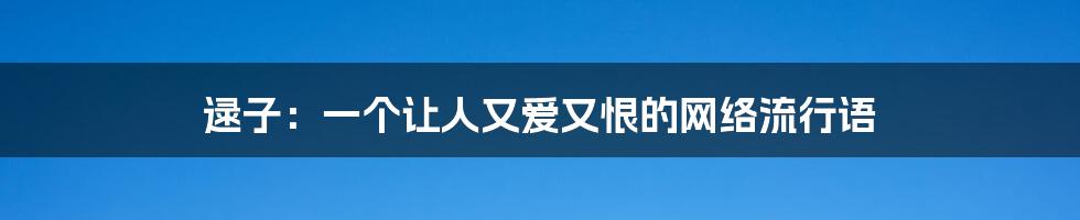 逯子:一个让人又爱又恨的网络流行语