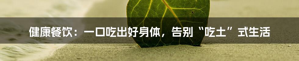 健康餐饮:一口吃出好身体,告别“吃土”式生活